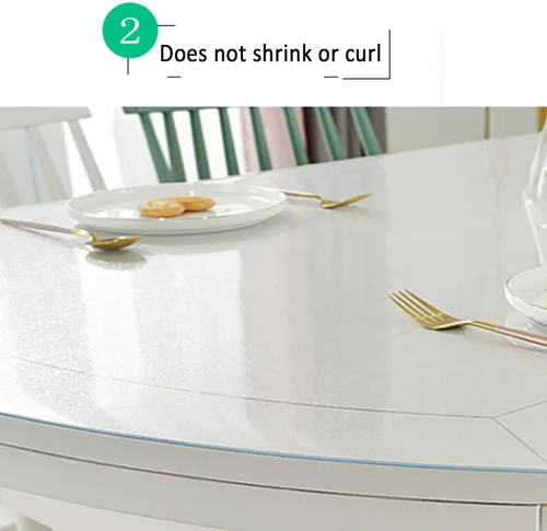 Miniatura 6 de Mantel transparente de PVC mate impermeable sin encogimiento/bordes biselados, protector transparente ovalado en ángulo recto para mesa de noche