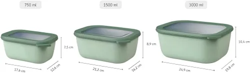 Miniatura 3 de Mepal Cirqula - Recipiente circular rectangular para almacenar y servir alimentos con tapas transparentes, perfecto para preparación de alimentos
