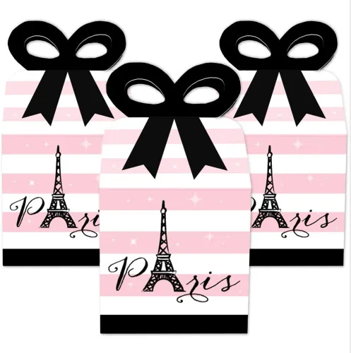 Miniatura 2 de Big Dot of Happiness París, Ooh La La - Cajas de regalo cuadradas para baby shower o fiesta de cumpleaños - Juego de 12 cajas de lazo con temática