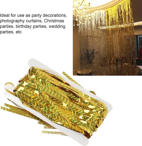 Miniatura 3 de 4 cortinas de fondo Tl, 3.3x6.6 ft reutilizable papel de aluminio Fe, cortina de fondo de fotos para cumpleaños, graduación, Año Nuevo, boda (ld)