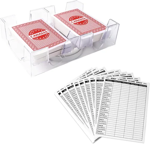 Miniatura 9 de GSE Games & Sports Expert Juego de cartas Canasta, incluye 6 cartas de juego Canasta con valores de puntos, una bandeja de cartas giratoria y 100