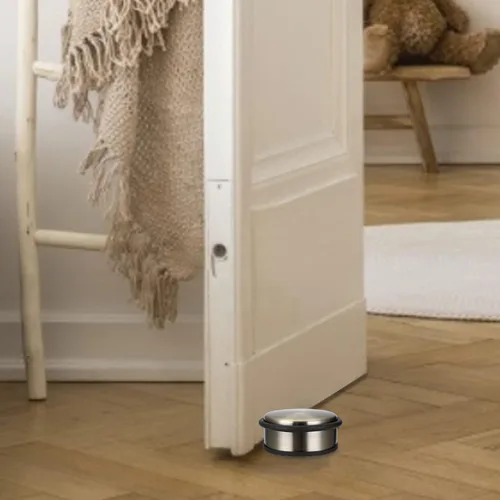 Miniatura 2 de Sumnacon - Tope de puerta resistente para piso, sin necesidad de taladro, de acero inoxidable duradero, con tapón de goma antideslizante - Tope