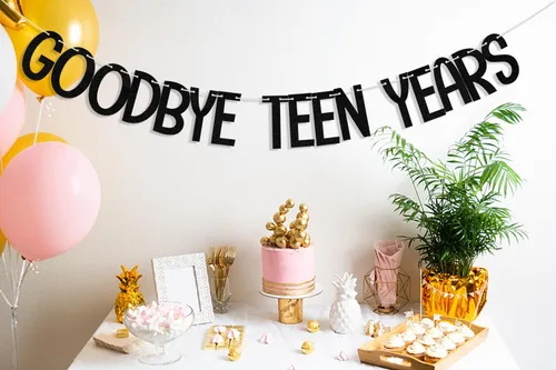 Miniatura 5 de Cartel de "Goodbye Teen Years", decoraciones de cumpleaños número 20 y fabuloso, suministros de decoración de fiesta de aniversario de 20 años