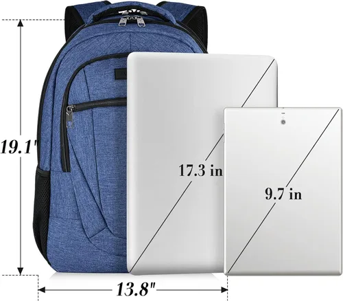 Miniatura 4 de BIKROD Mochila para mujeres y hombres, mochilas escolares extra grandes para adolescentes, mochila resistente al agua para portátiles de 17 Azul