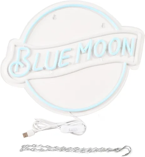 Miniatura 4 de Letreros de Neón Luna Azul para Decoración de Pared Luces de Neón para Dormitorio Letreros LED Adecuados para Cueva de Hombre Bar Pub Restaurante