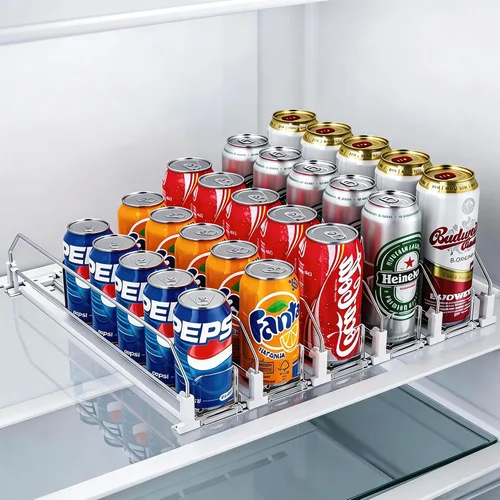 HIYOHIYO Organizador de bebidas de 5 filas para refrigerador, dispensador de latas de soda autoempujable para refrigerador, dispensador automático