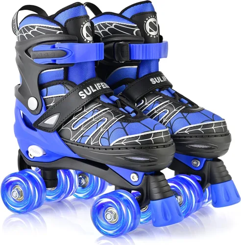 SULIFEEL - Patines ajustables para niños para niños de 3-5, 5-8, 6-12 años con ruedas iluminadas ajustables de 4 tamaños, el mejor regalo para niños