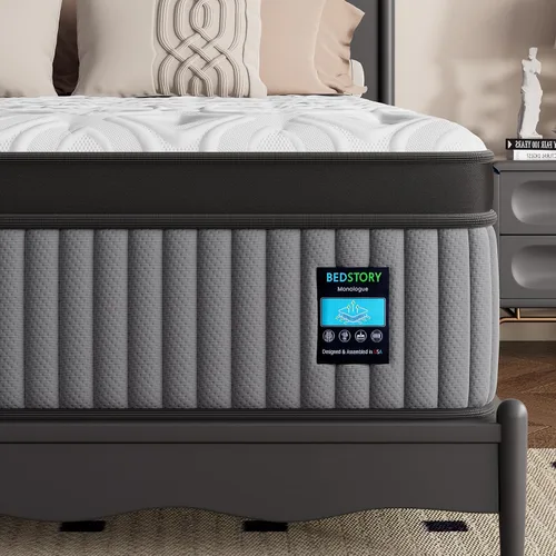 BedStory Colchón firme Queen de 12 pulgadas, colchón híbrido con soporte lumbar extra, cama de sueño profundo en una caja, prueba de 365 noches, sin