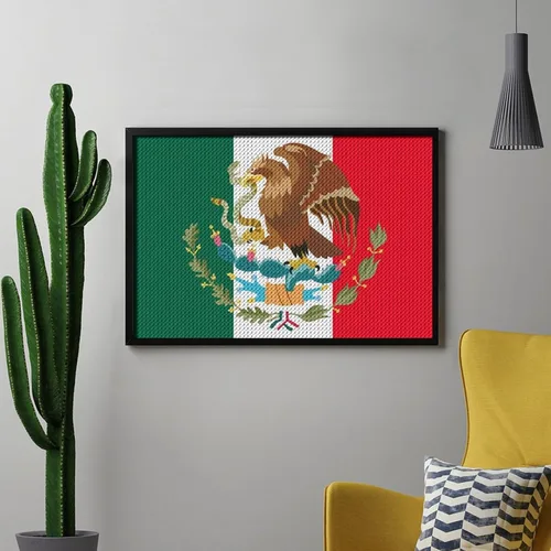 Miniatura 5 de Kits de pintura de diamantes con bandera mexicana para adultos, taladro completo 5D, manualidades para decoración de pared del hogar, regalo