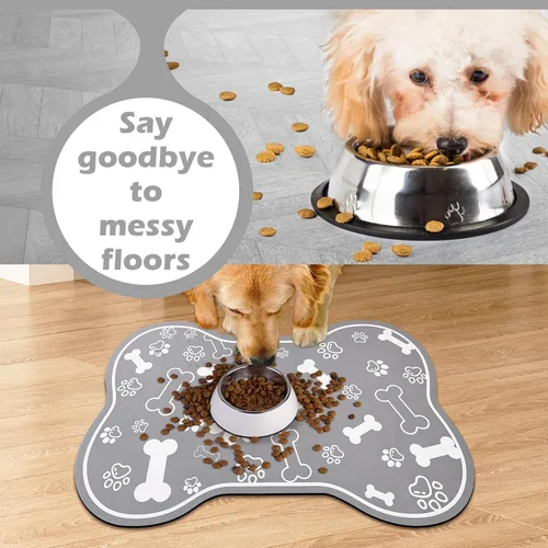 Miniatura 4 de Alfombrilla para Comida de Perros y Gatos, Alfombrilla para Alimentación de Mascotas de Absorción Rápida, Alfombrilla para Perros en Forma de Hueso