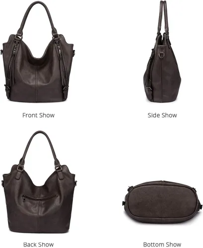 Miniatura 32 de Bolso Hobo oculto para mujer, de piel sintética, bolso cruzado de hombro, bolsa grande con funda desmontable
