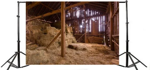 Miniatura 3 de Yeele Fondo de fotografía de granero occidental de 10 x 8 pies, pacas de heno, pajares de heno, fondo de fotos rurales, cobertizo de madera retro