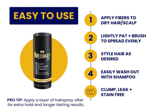 Miniatura 4 de RevivogenMD - Fibras de queratina para el cabello, color negro, sin perfume, 0.9 onzas