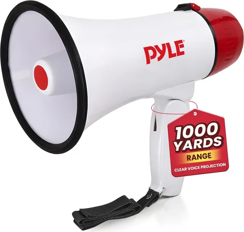 Pyle megáfono altavoz compacto, funciona con baterías, sirena alarma, control de volumen (pmp20)