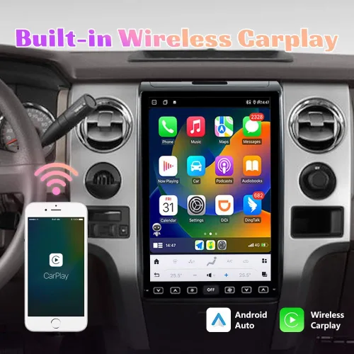 Miniatura 2 de Radio Android 13 para Ford F150 2009 2010 2011 2012 Unidad Principal de Pantalla Táctil de 14.4 Pulgadas Radio de Coche 128GB GPS Autoradio