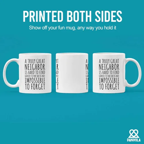 Miniatura 3 de Panvola Taza de café de cerámica con texto en inglés «A Truly Great Neighbor Is Hard To Find Harder To Part With Impossible To Forget Farewell