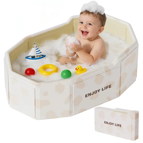 Miniatura 11 de Bañera plegable para bebé, bañera plegable para bebés de 3M-8 años, bañera portátil de viaje para bebé con base antideslizante, bañera plegable