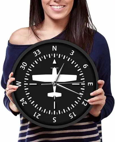 Miniatura 8 de Geek Alerts Aviación avión brújula vueltas pilotos reloj de pared a pilas instrumento de vuelo decorativo para el hogar reloj temático de avión