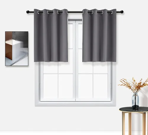 Miniatura 55 de PI Cortinas opacas para dormitorio, tratamiento de ventana con aislamiento térmico de anillo superior, cortinas oscurecedoras de habitación