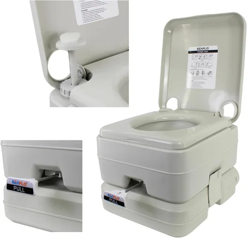 Miniatura 2 de SEAFLO Premium Camping Portable Toilet - 5.8 Gallon Waste 3.43 Gall Fresh Tank (100 Flushes), 440 lbs Max Weight, Level Indicator, Sealed Waste Tank