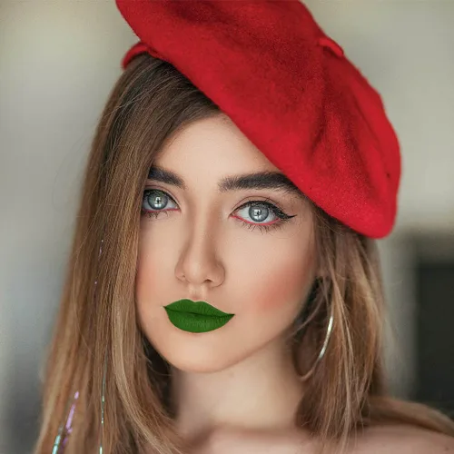 Miniatura 2 de Kilshye Lápiz labial líquido mate para Halloween, pigmento gótico, brillo labial, terciopelo para disfraz, para mujeres y niñas, paquete de 1 (verde)