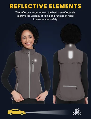 Miniatura 5 de Little Donkey Andy Chaleco ligero de secado rápido para mujer, resistente al viento, sin mangas, elástica, para golf, ciclismo, correr