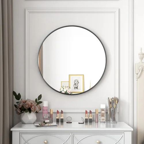 Miniatura 19 de Itrue Espejo de pared redondo pequeño de 12 pulgadas, espejo circular decorativo con marco de metal dorado con gancho de montaje en pared para baño