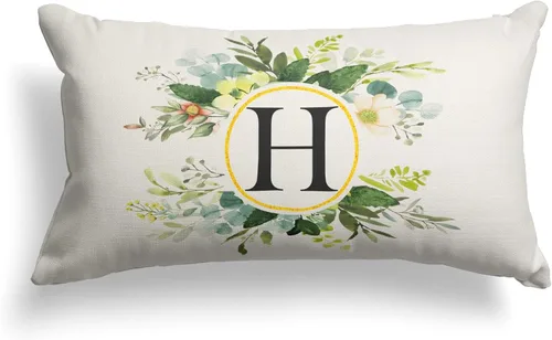 Miniatura 28 de Snycler Fundas de almohada con monograma de letra L, floral, 18 x 18 pulgadas, almohadas de primavera verdes, fundas decorativas de verano, Estilo L