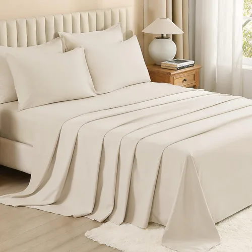 Miniatura 7 de Litanika Cama en una Bolsa King Beige - Juego de Ropa de Cama de 7 Piezas Tamaño King, Juego de Edredón de Cama, Juego de Edredón con Edredón, 02
