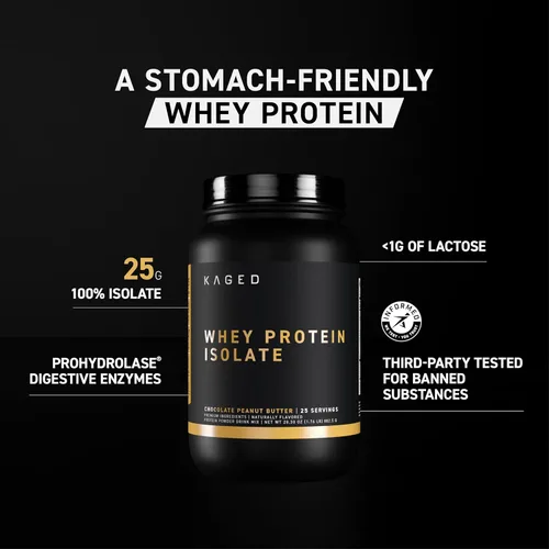 Miniatura 4 de Kaged Polvo aislado de proteína de suero Chocolate Suero de leche 100% puro y bajo en lactosa Bebida de recuperación después del entrenamiento