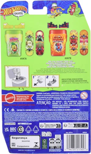 Miniatura 2 de Hot Wheels Skate Vehicle Toy Pack de borradores Borradores Burbuja Explosión para niños de 5 años en adelante, HWN49
