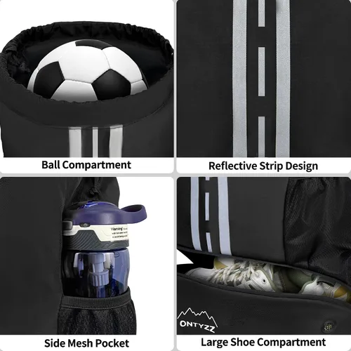 Miniatura 3 de ONTYZZ - Mochila deportiva estilo básico con cierre de cordón, mochila de baloncesto con compartimento para zapatos, bolsa de playa con separación