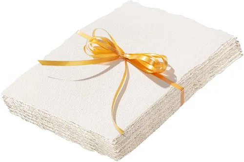 50 hojas de papel de borde deckled de 5 x 7 pulgadas, papel de acuarela rugoso/texturizado de 160 GSM, hecho a mano, para invitaciones de boda,