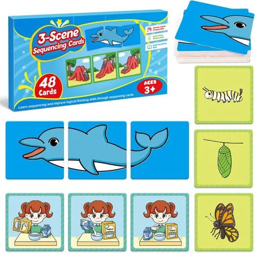 Miniatura 8 de Kasfalci Tarjetas de secuenciación, juego de secuencia para niños, materiales de terapia del habla para autismo, mejorar la narración de historias
