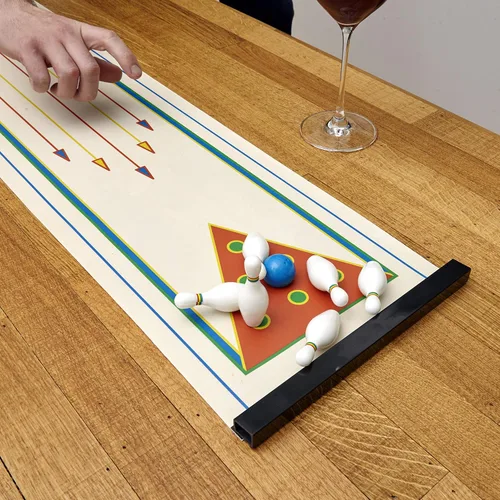Miniatura 5 de Kikkerland Mini juego de mesa arcade de mesa de bolos, noche de juegos de diversión familiar, escritorio de oficina, escritorio de oficina