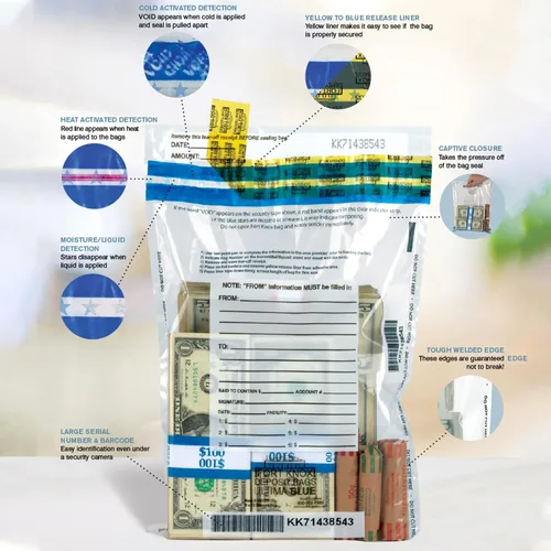 BankSupplies Ultima - Bolsas de depósito transparentes de doble bolsillo azul | 9 pulgadas de ancho x 12 pulgadas de alto | Paquete de 500 |