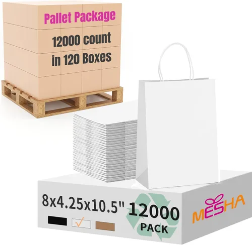 Miniatura 14 de MESHA Bolsas de regalo negras de 5.25 x 3.75 x 8 pulgadas, pequeñas bolsas de papel kraft con asas a granel, paquete de 100 para pequeñas empresas