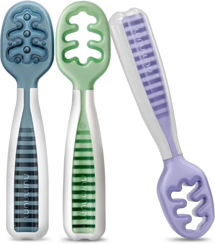 Miniatura 17 de NumNum Juego de Cucharas para Bebé, Baby Essentials Pre-Cuchara GOOtensils para 6+ Meses, Cucharas de Autoalimentación de Primera Etapa para Destete