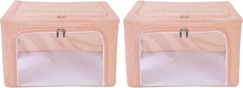 Miniatura 18 de Periea Beau - Paquete de 2 cajas de almacenamiento de 74 L (20.9 x 15.7 x 13.8 in), plegables y apilables de tela, bolsas de almacenamiento