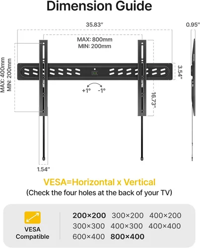 Miniatura 8 de monTEK Soporte de pared fijo ultra delgado para televisores planos y curvos de 43 a 95 pulgadas, perfil súper bajo de 0.95 pulgadas de pared