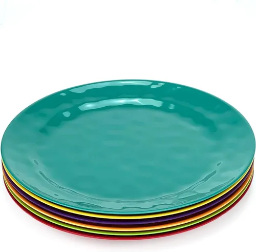 Miniatura 2 de Juego de 6 platos redondos de melamina 100% melamina de 10 pulgadas, platos de ensalada de melamina para fiestas en casa, resistentes a la rotura