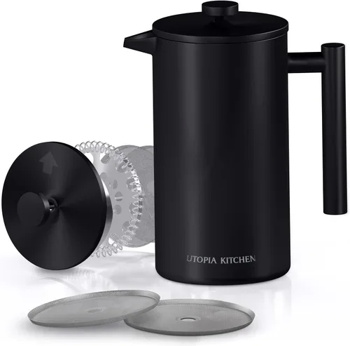 Miniatura 12 de Cafetera francesa - para café espresso y té - por Utopia Kitchen, Acero inoxidable Plateado