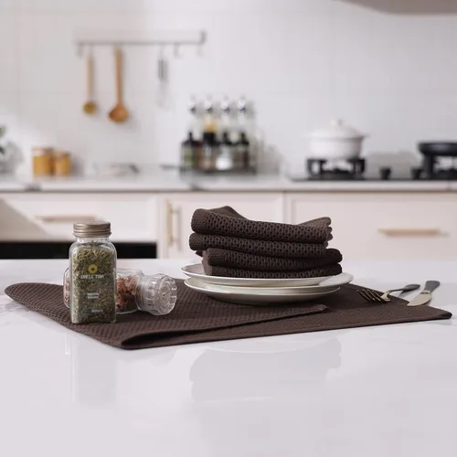 Miniatura 40 de Kitinjoy - Paños de cocina de 100 % algodón, tela de tejido gofrado, paño de limpieza ultrasuave, absorbente y de secado rápido. Beige