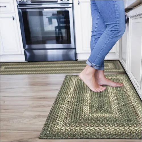 Miniatura 54 de Alfombra ovalada trenzada gris humo de 20 x 30 pulgadas, lavable para interiores y exteriores, decoración campestre para cocinas y entradas
