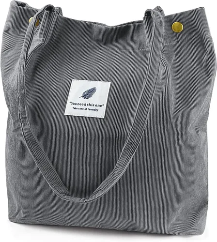Miniatura 61 de Ayieyill - Bolsa de pana para mujer y niña, con correa de lona para colgar al hombro, bolsa con bolsillo