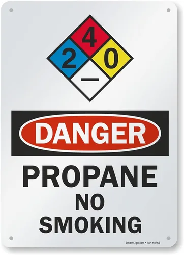 SmartSign Letrero NFPA "Peligro - Propano, No Fumar" | Aluminio de 10 x 14 pulgadas