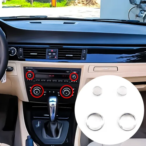 Miniatura 7 de Aleación de aluminio consola central de aire acondicionado Perillas Trim Car Accesorios para BMW Serie 3 E90 2005 2006 (rojo)