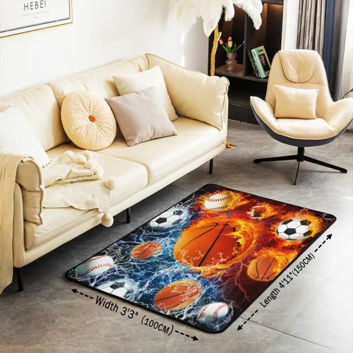 Miniatura 2 de Erosebridal Alfombras Deportivas de Área para Niños 1.49 m x 1 m, Alfombra Antideslizante de Béisbol, Fútbol, Baloncesto, Alfombra Deportiva