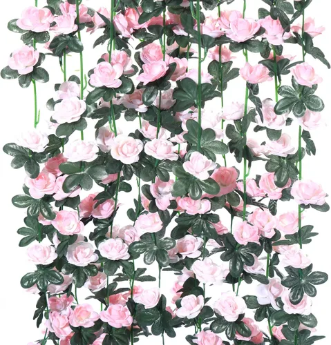 PARTY JOY 8 piezas 65.6 pies Guirnalda de Flores, Vid de Rosa Falsa Flores Artificiales Guirnalda de Hiedra Rosa Colgante para Decoración de Pared