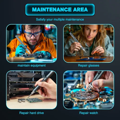 Miniatura 7 de Mini destornillador eléctrico 95 en 1, kit de destornillador eléctrico inalámbrico pequeño portátil recargable con pantalla LED y 86 cabezales
